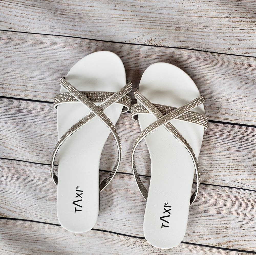 **3 for $30**  Sparkley white slides